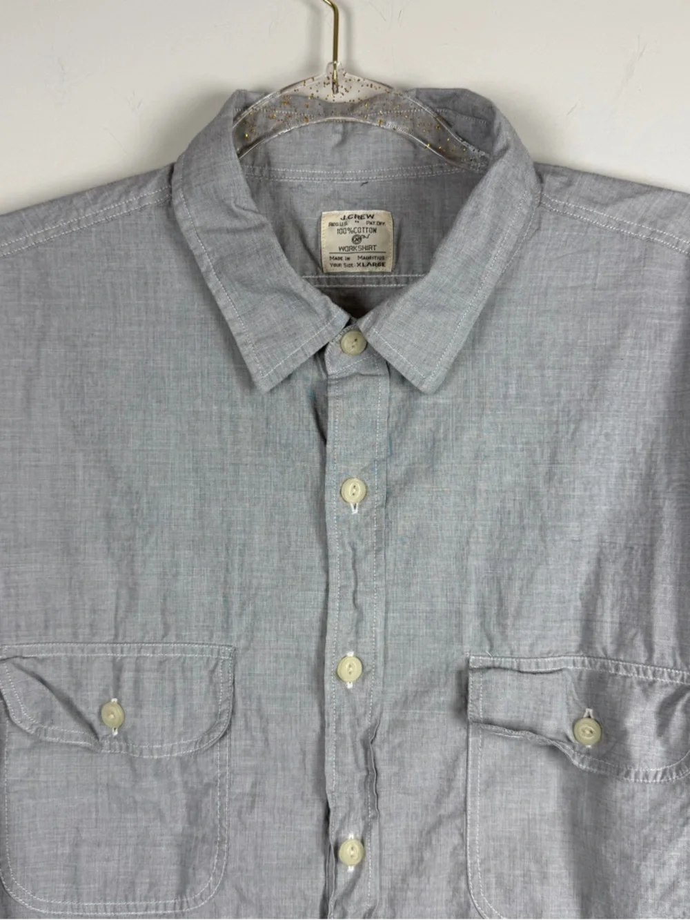 J.Crew Workshirt Gray Cotton Button Up Long Sleeve Career Classic Shirt Men’s XL